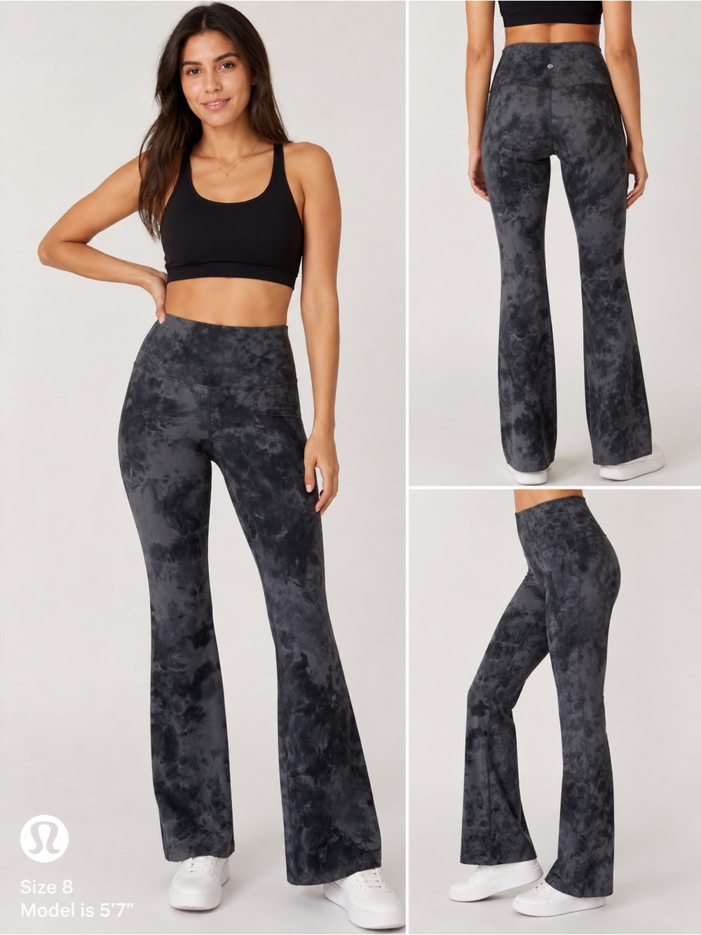 Lululemon Align Flare Leggings Size 8 Gray Tie Dye 33” Inseam Yoga Pants